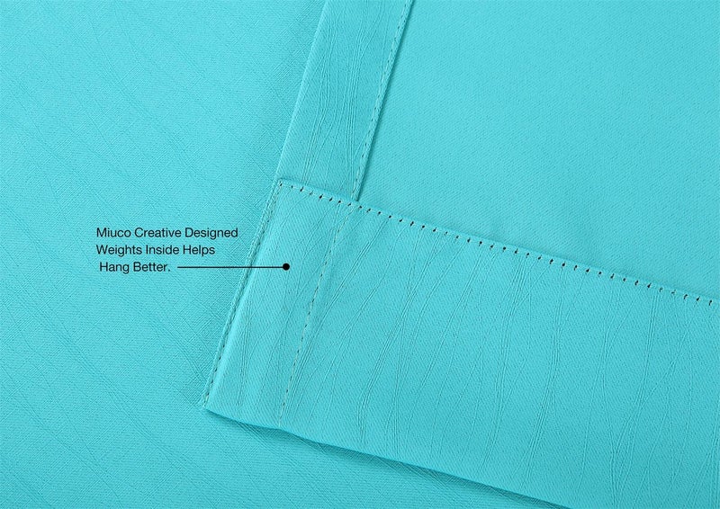 MIUCO Blackout Curtains Room Darkening Curtains Textured Grommet Window Curtains for Bedroom 2 Panels 52x63 Inch Long Turquoise - Image 4